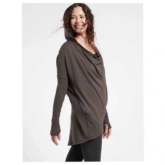 Athleta Purana Wrap Sweatshirt // Walnut Brown - Picture 1 of 8